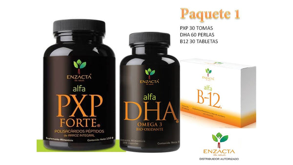 Paquete Enzacta para un mes PXP Forte, DHA, B12