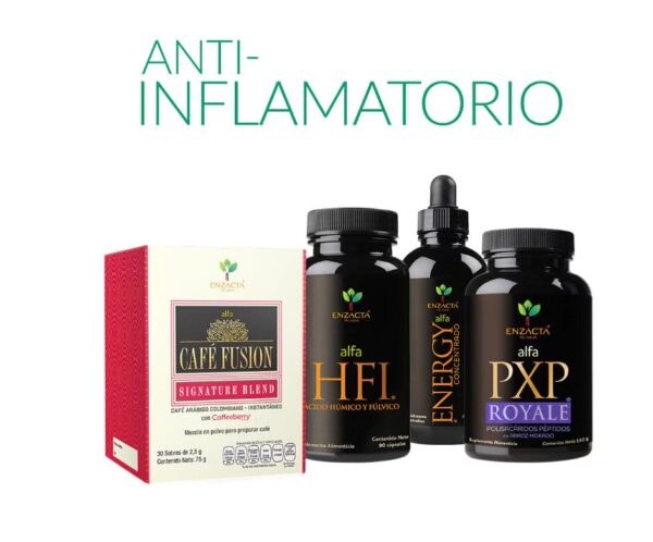 Paquete anti-inflamatorio - Café Fusion Signature Blend Alfa HFI Energy PXP Royale combate inflamación natural