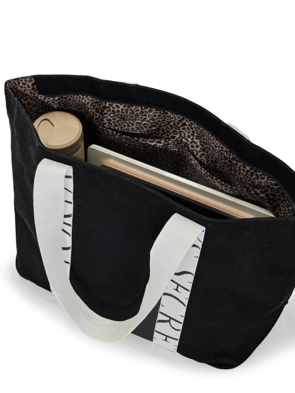 Bolsa Tote Victoria's Secret Negro con Asas Blancas