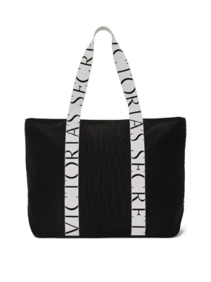 Bolsa Tote Victoria's Secret Negro con Asas Blancas