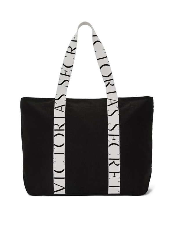 Bolsa Tote Victoria's Secret Negro con Asas Blancas