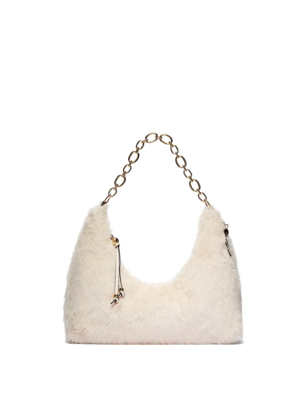Bolsa De Hombro Para Dama De Peluche Con Cadena Dorada