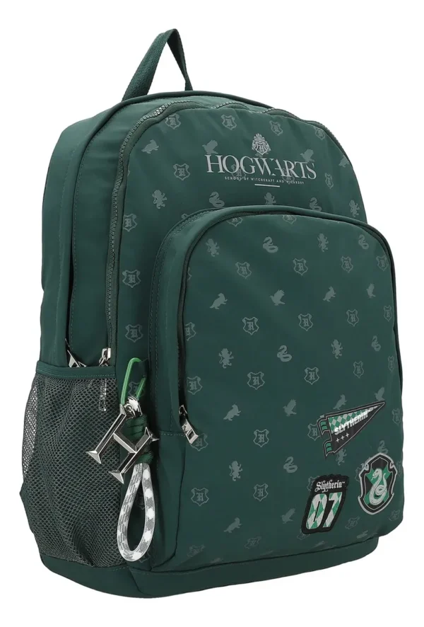 Mochila Escolar Harry Potter Slytherin Con Lapicera